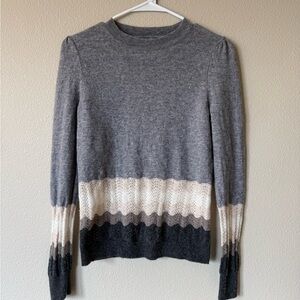 Griffen cashmere and wool sweater. Gray and Cream Knit sweater. size small